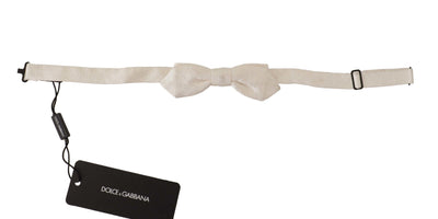 Dolce &amp; Gabbana Witte 100% Zijden Slanke Verstelbare Hals Papillon Stropdas
