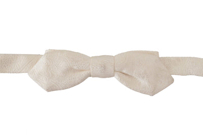 Dolce &amp; Gabbana Witte 100% Zijden Slanke Verstelbare Hals Papillon Stropdas