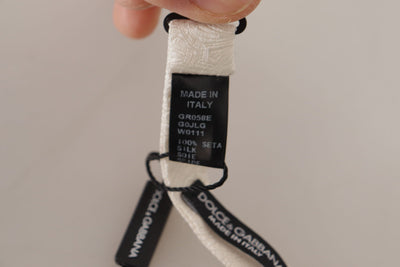 Dolce &amp; Gabbana Witte 100% Zijden Slanke Verstelbare Hals Papillon Stropdas