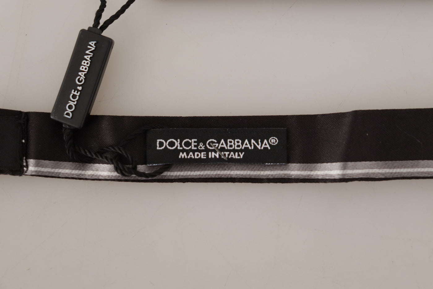 Dolce &amp; Gabbana zwartgrijze voering 100% zijden nek Papillon stropdas