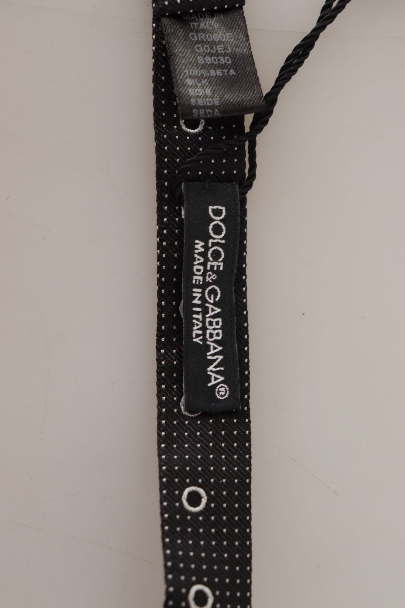 Dolce &amp; Gabbana zwart-witte stippen 100% zijden nek Papillon stropdas