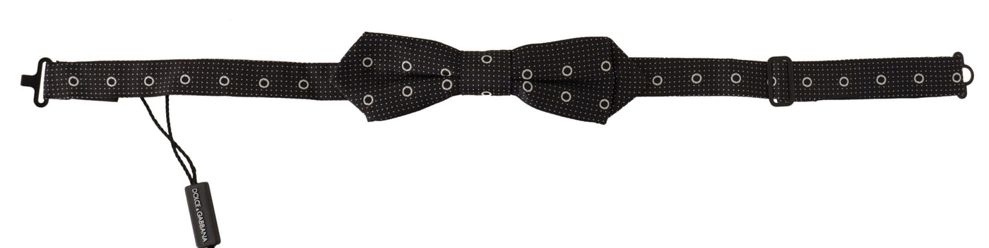 Dolce &amp; Gabbana zwart-witte stippen 100% zijden nek Papillon stropdas