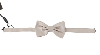 Dolce &amp; Gabbana Grijze 100% Zijden Verstelbare Hals Papillon Stropdas