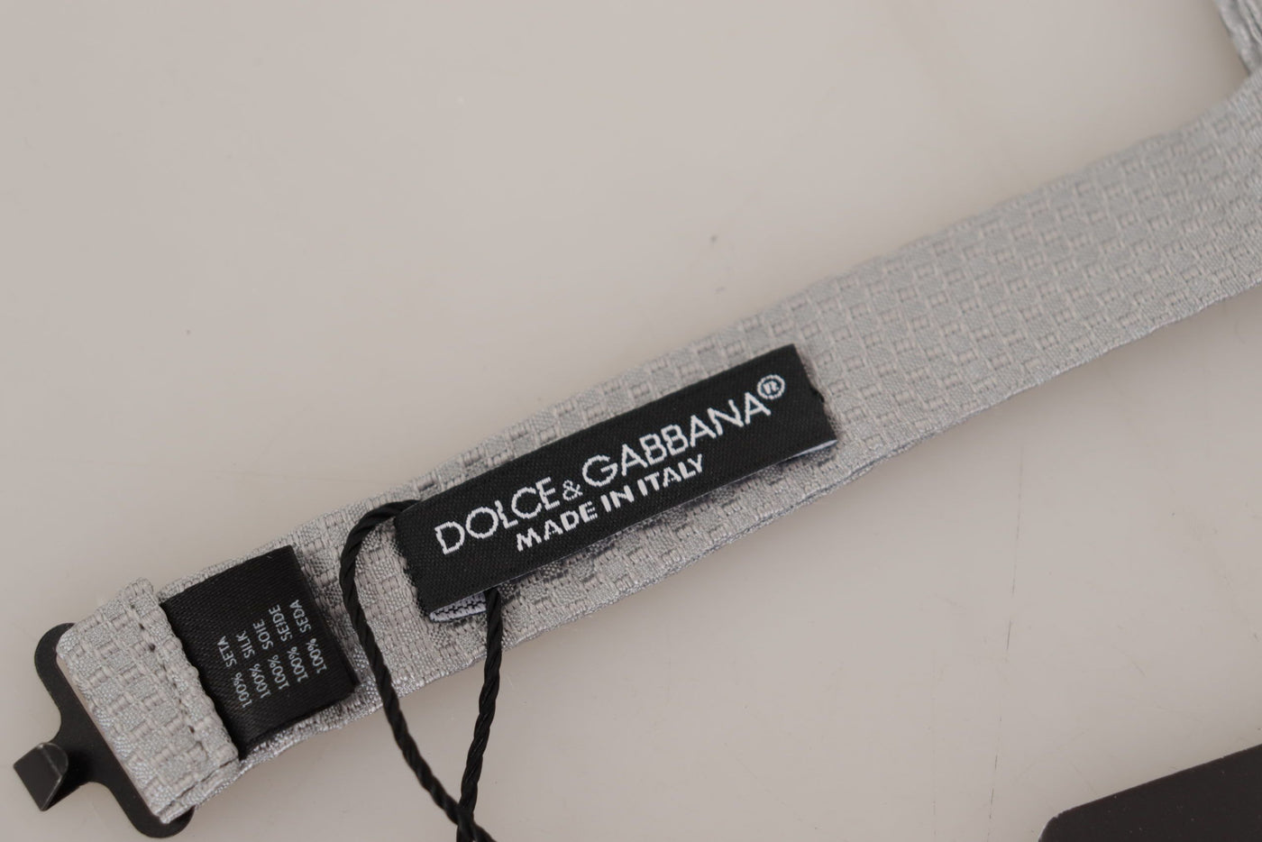 Dolce &amp; Gabbana Grijze 100% Zijden Verstelbare Hals Papillon Stropdas
