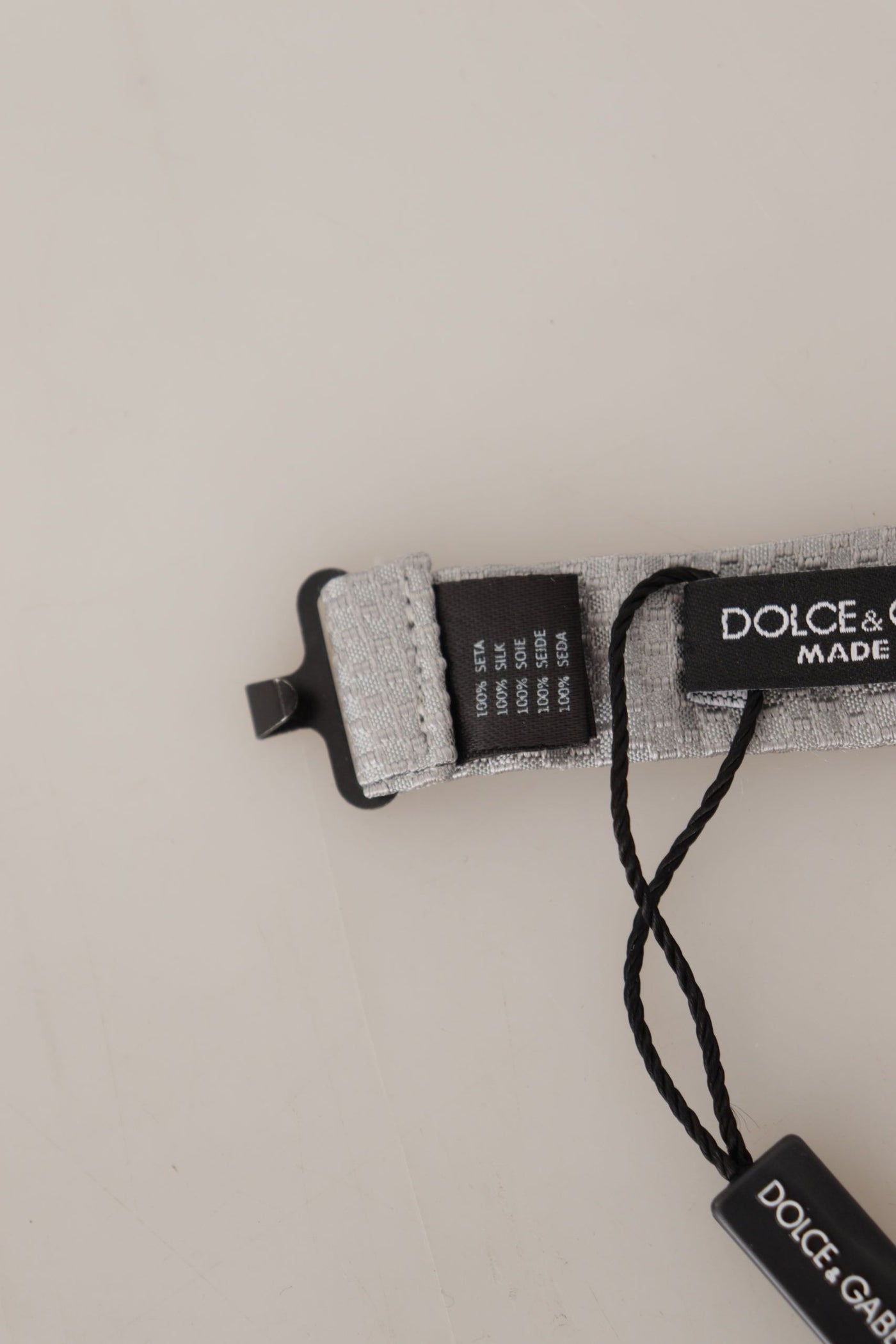 Dolce &amp; Gabbana Grijze 100% Zijden Verstelbare Hals Papillon Stropdas