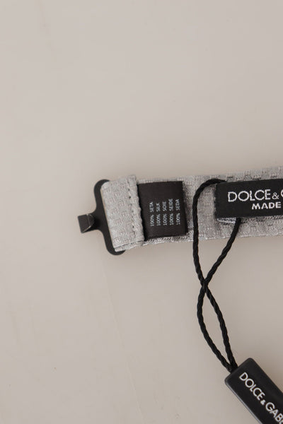 Dolce &amp; Gabbana Grijze 100% Zijden Verstelbare Hals Papillon Stropdas