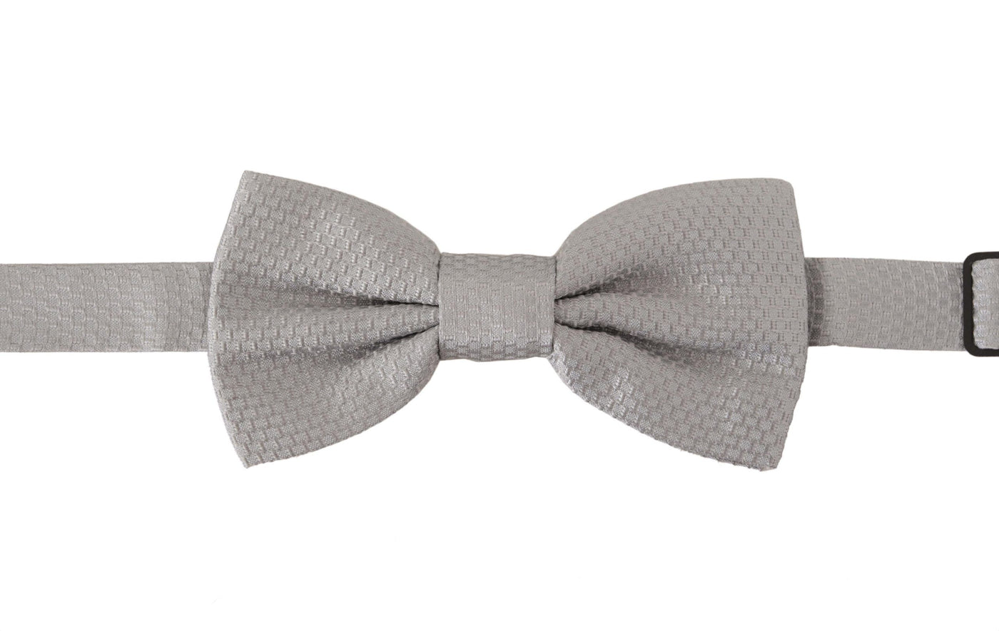 Dolce &amp; Gabbana Grijze 100% Zijden Verstelbare Hals Papillon Stropdas