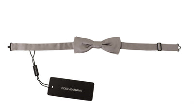 Dolce &amp; Gabbana Zilveren 100% Zijden Slanke Verstelbare Hals Papillon Stropdas