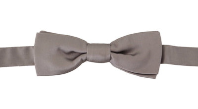 Dolce &amp; Gabbana Zilveren 100% Zijden Slanke Verstelbare Hals Papillon Stropdas