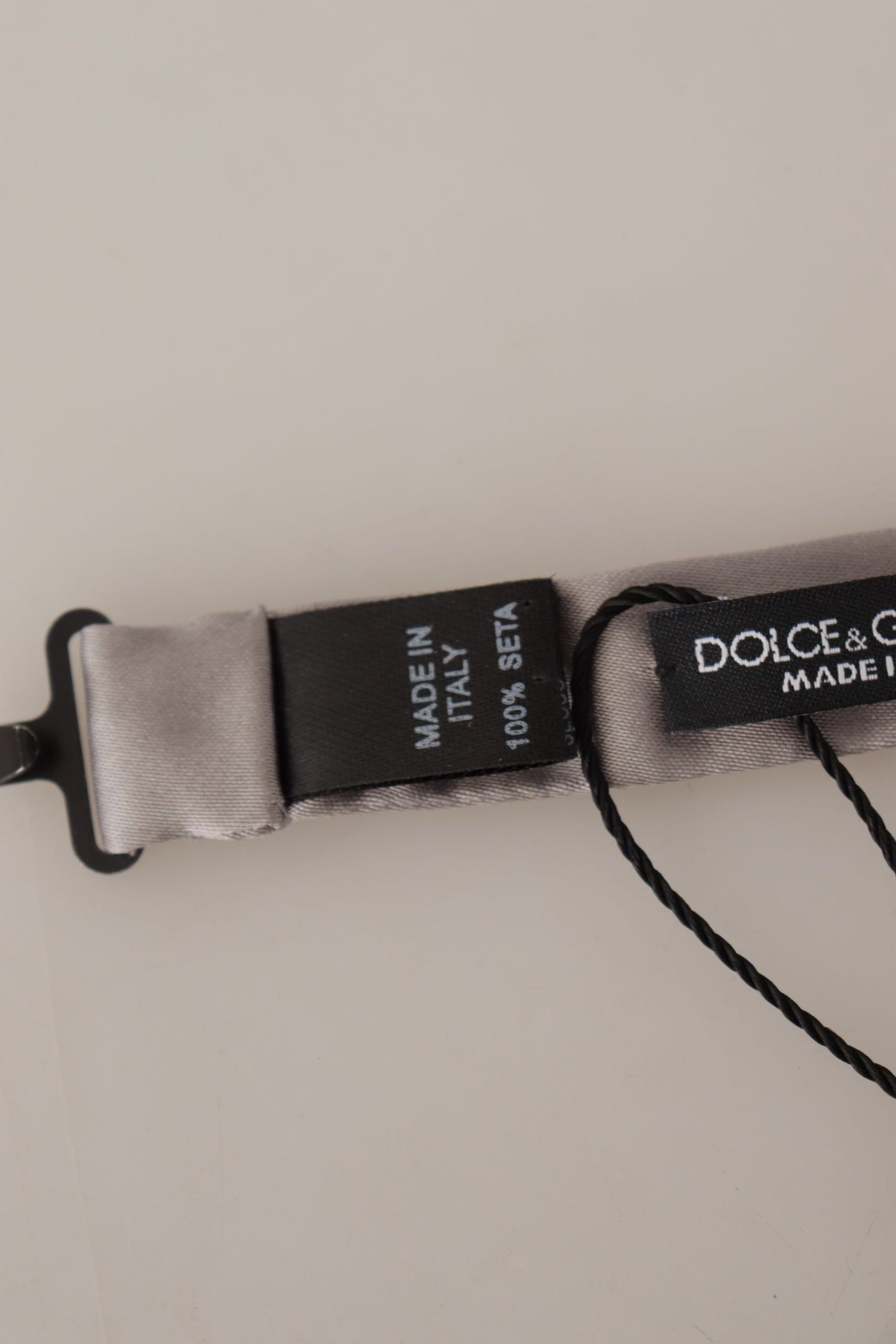 Dolce &amp; Gabbana Zilveren 100% Zijden Slanke Verstelbare Hals Papillon Stropdas