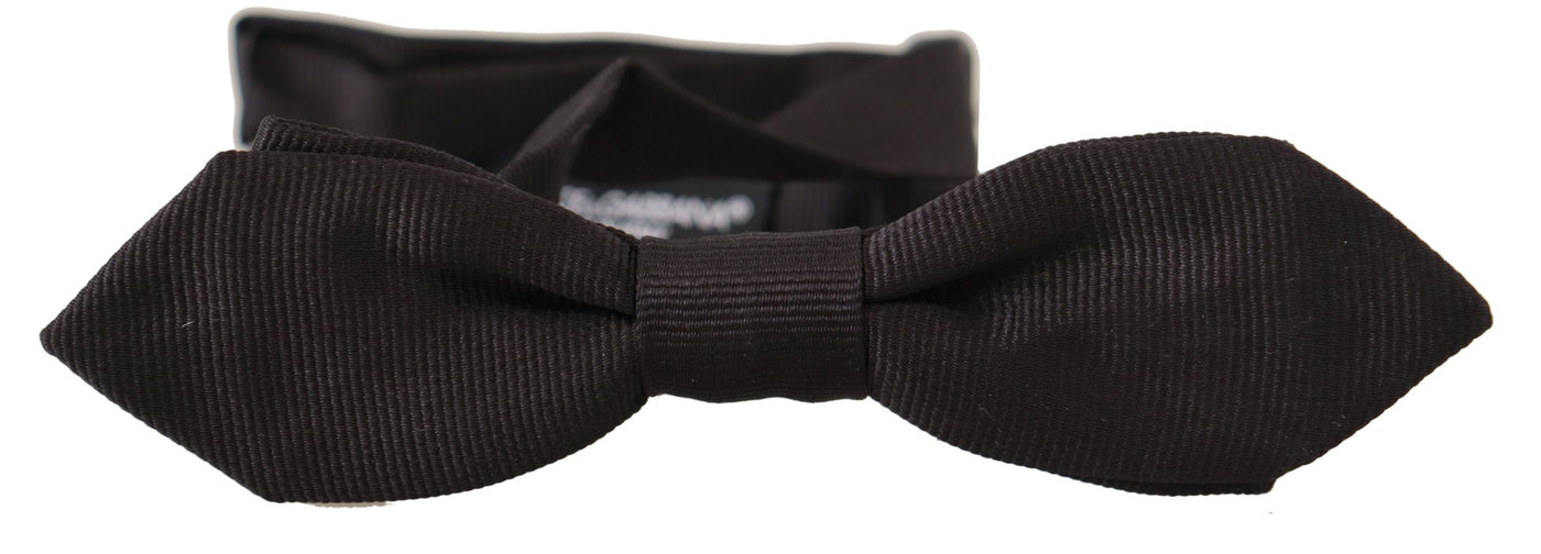 Dolce &amp; Gabbana Zwarte Effen 100% Zijden Verstelbare Hals Papillon Stropdas