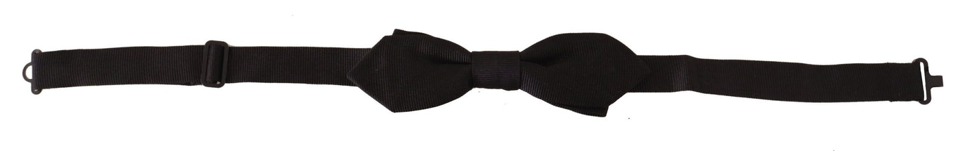 Dolce &amp; Gabbana Zwarte Effen 100% Zijden Verstelbare Hals Papillon Stropdas