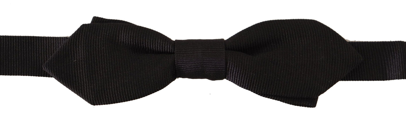 Dolce &amp; Gabbana Zwarte Effen 100% Zijden Verstelbare Hals Papillon Stropdas