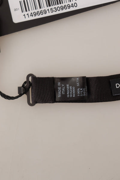 Dolce &amp; Gabbana Zwarte Effen 100% Zijden Verstelbare Hals Papillon Stropdas