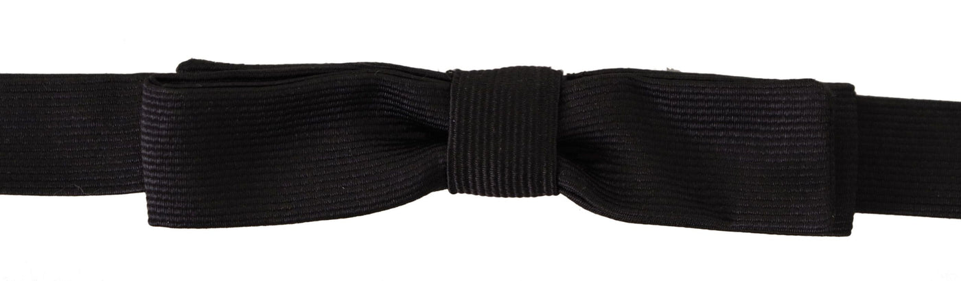 Dolce &amp; Gabbana Zwarte 100% Zijden Verstelbare Hals Papillon Stropdas