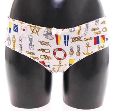Dolce &amp; Gabbana Soutien-gorge et culotte blancs style marin Sous-vêtements extensibles