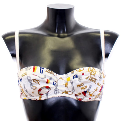 Dolce &amp; Gabbana Soutien-gorge et culotte blancs style marin Sous-vêtements extensibles