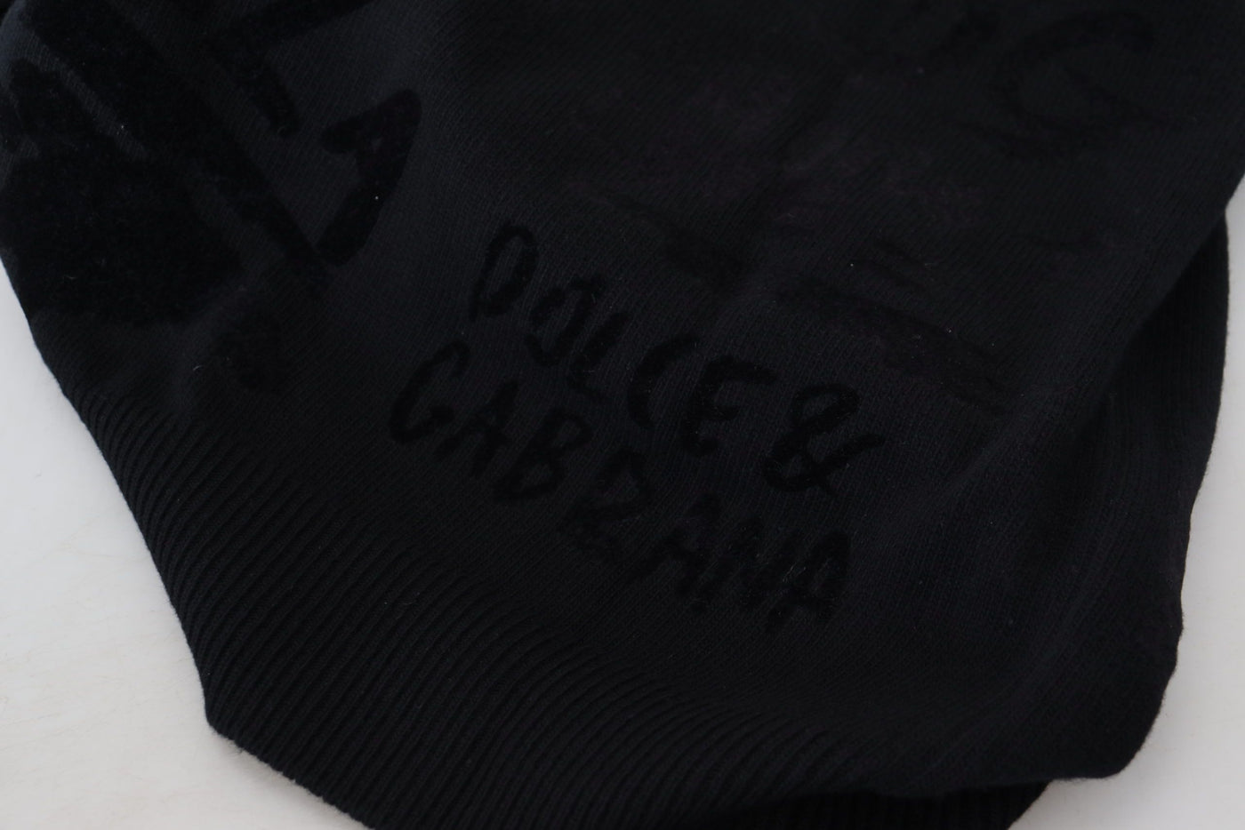 Dolce &amp; Gabbana zwarte wollen trui met ronde hals en logopatroon