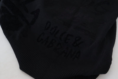 Dolce &amp; Gabbana zwarte wollen trui met ronde hals en logopatroon