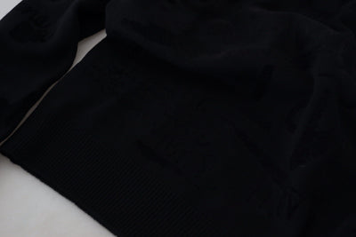 Dolce &amp; Gabbana zwarte wollen trui met ronde hals en logopatroon