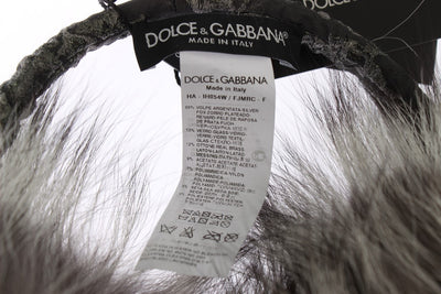 Dolce &amp; Gabbana Grijze Vossenbont Kristallen Oorkappen