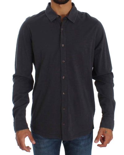 Chemise décontractée boutonnée en coton gris Alpha Massimo Rebecchi