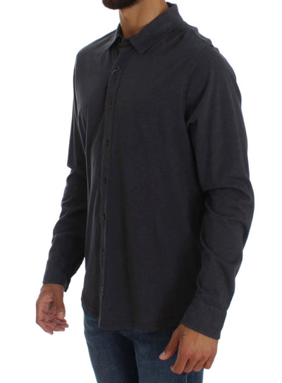 Chemise décontractée boutonnée en coton gris Alpha Massimo Rebecchi