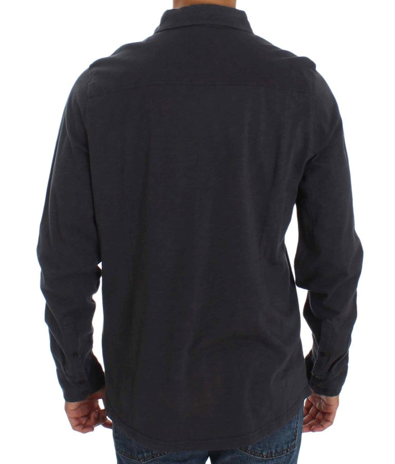 Chemise décontractée boutonnée en coton gris Alpha Massimo Rebecchi