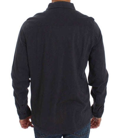 Chemise décontractée boutonnée en coton gris Alpha Massimo Rebecchi
