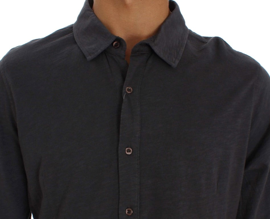 Chemise décontractée boutonnée en coton gris Alpha Massimo Rebecchi