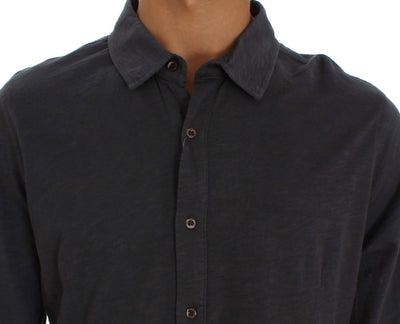 Chemise décontractée boutonnée en coton gris Alpha Massimo Rebecchi