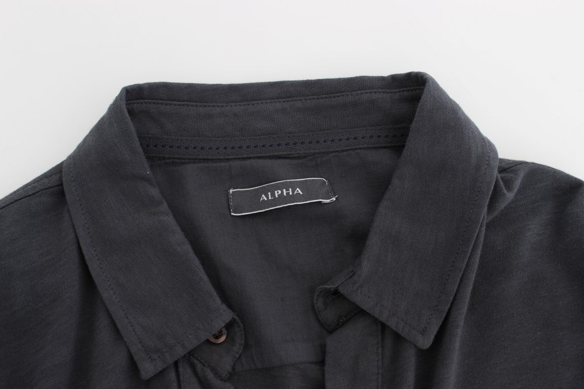 Chemise décontractée boutonnée en coton gris Alpha Massimo Rebecchi