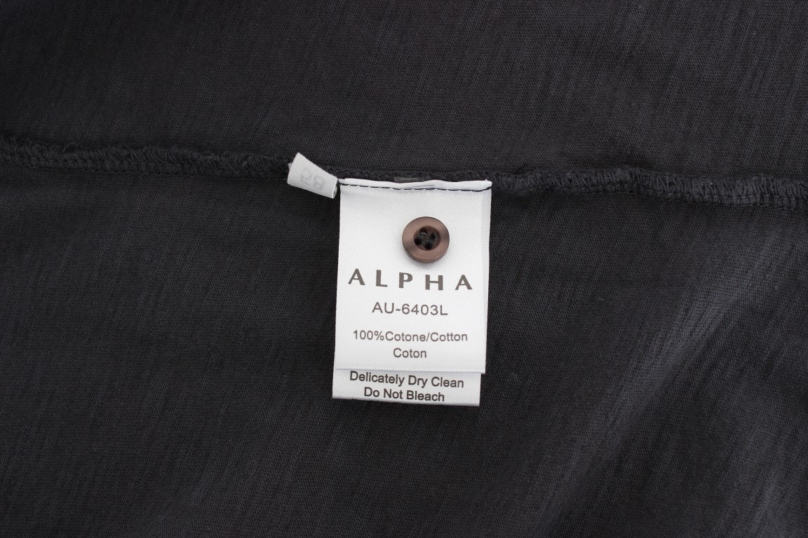 Chemise décontractée boutonnée en coton gris Alpha Massimo Rebecchi