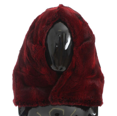 Dolce &amp; Gabbana Bordeaux Hamsterbont Gehaakte Capuchonsjaal