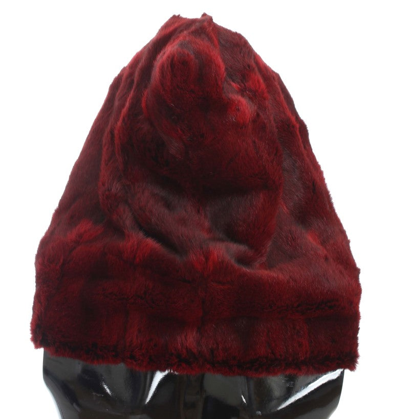 Dolce &amp; Gabbana Bordeaux Hamsterbont Gehaakte Capuchonsjaal