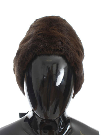 Bonnet en cachemire pour femme Dolce &amp; Gabbana en fourrure de belette marron