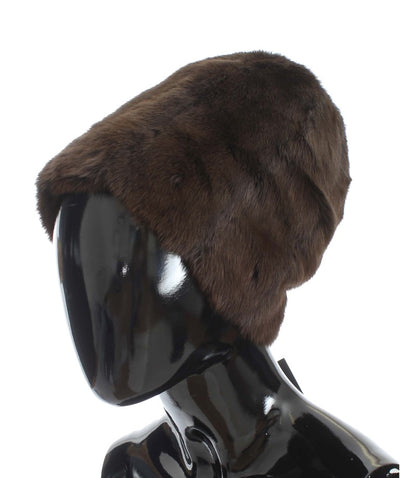 Bonnet en cachemire pour femme Dolce &amp; Gabbana en fourrure de belette marron