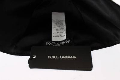 Dolce &amp; Gabbana zwarte wollen witte bloemen gouden bladhoed