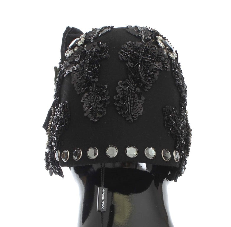 Dolce &amp; Gabbana Zwarte Kristallen Gouden Kersen Broche Hoed