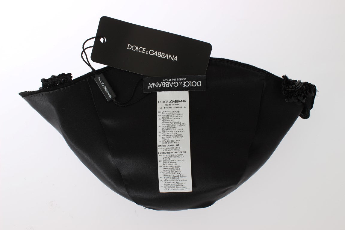 Dolce &amp; Gabbana Zwarte Kristallen Gouden Kersen Broche Hoed
