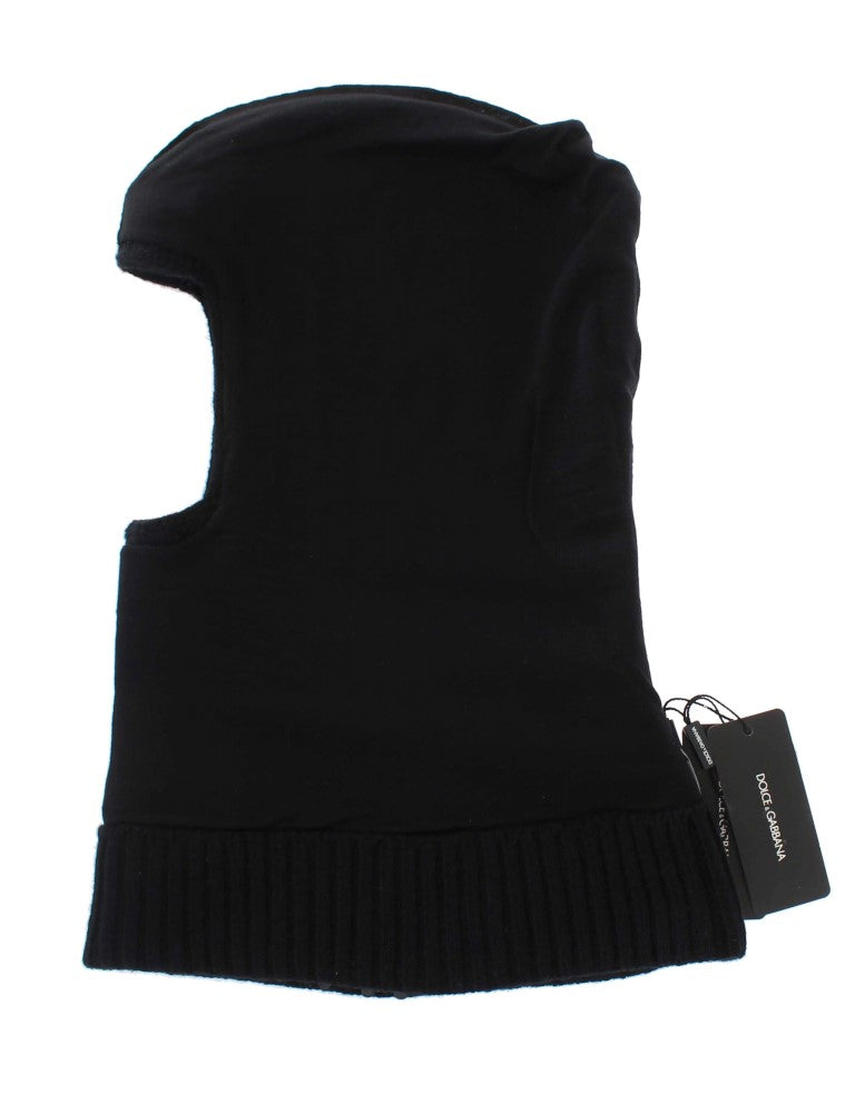 Dolce &amp; Gabbana Zwarte Gebreide Pailletten Capuchonsjaal