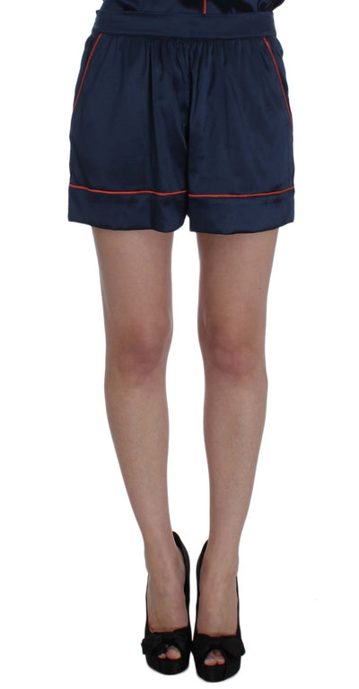Dolce &amp; Gabbana Blauwe Zijden Stretch Nachtkleding Shorts