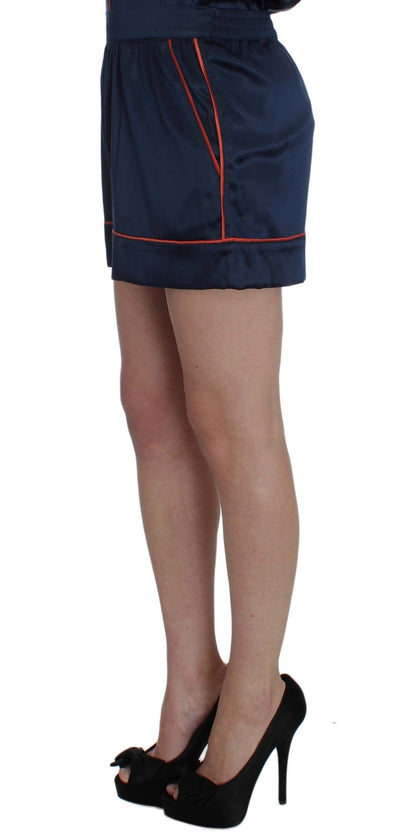Dolce &amp; Gabbana Blauwe Zijden Stretch Nachtkleding Shorts