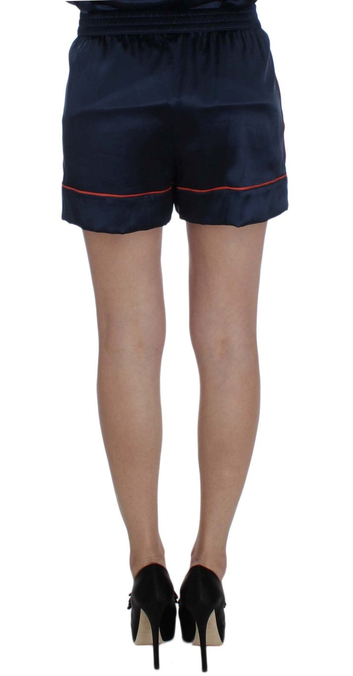 Dolce &amp; Gabbana Blauwe Zijden Stretch Nachtkleding Shorts