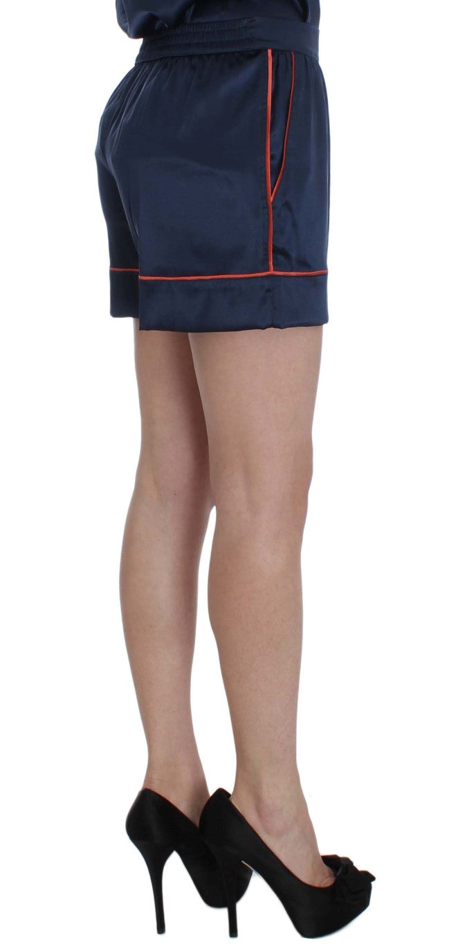 Dolce &amp; Gabbana Blauwe Zijden Stretch Nachtkleding Shorts