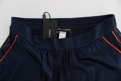 Dolce &amp; Gabbana Blauwe Zijden Stretch Nachtkleding Shorts