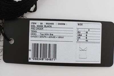 Haut de lingerie en dentelle florale noire en soie Dolce &amp; Gabbana