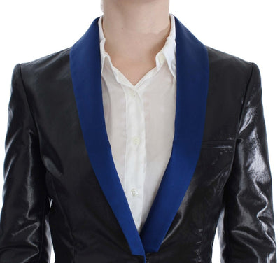 Ensemble deux pièces jupe et blazer noir et bleu Exte