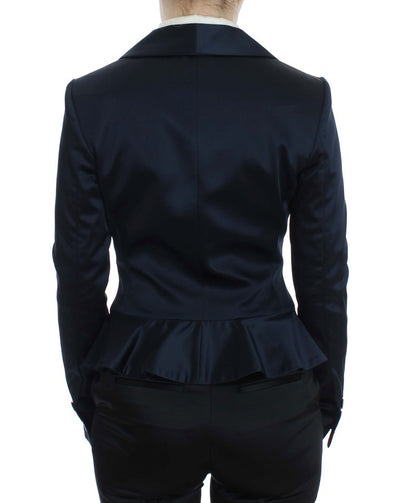 Veste blazer bleue à trois boutons et boutonnage simple Exte