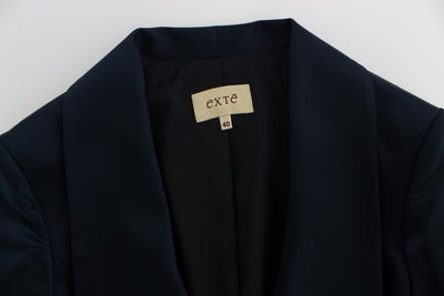Veste blazer bleue à trois boutons et boutonnage simple Exte
